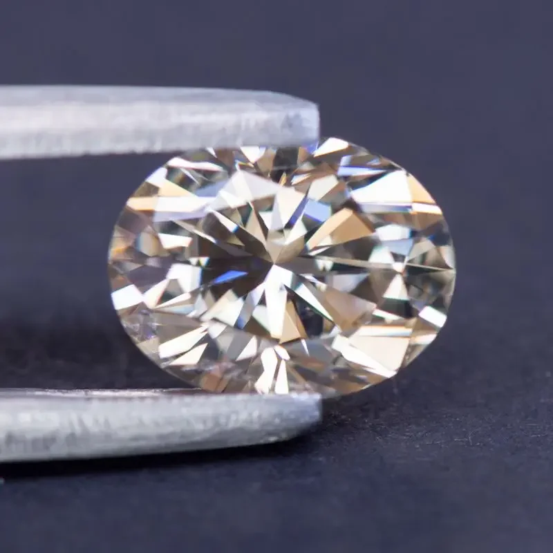 Moissanite Oval Shape Tea Yellow Primary Color Top Quality for DIY Jewelry Making Necklace Rings Materials with GRA Certificate