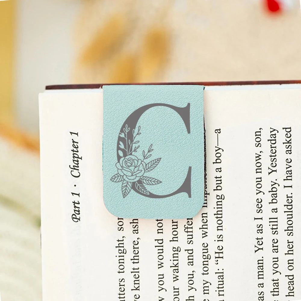 قطعة واحدة من الإشارة المرجعية الرائعة مع حروف الزهور، إشارة مرجعية بأحرف الزهور الجلدية، إشارة مرجعية مغناطيسية مفيدة #4