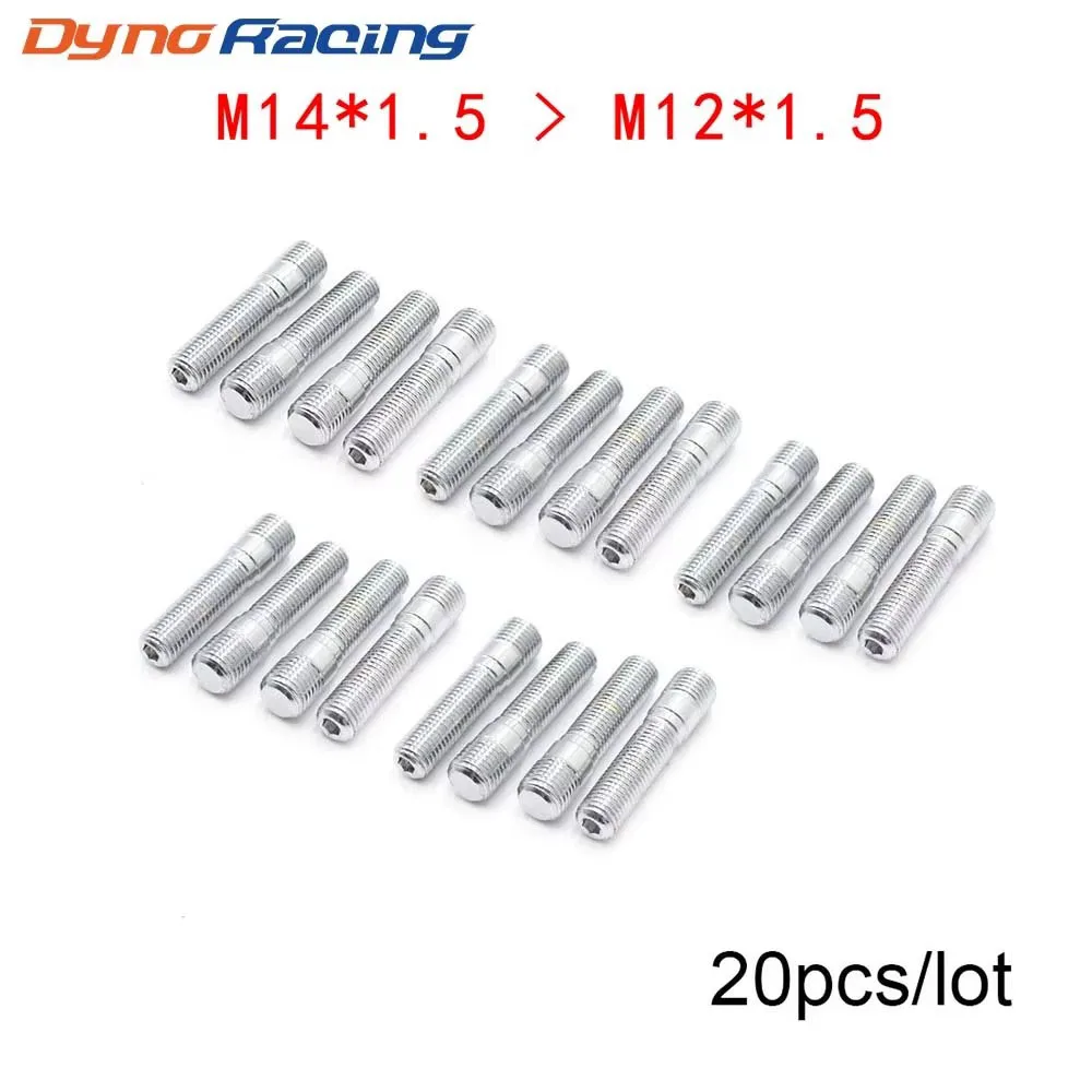 20PCS M14x1.5 TO M12x1.5 New Racing Car WHEEL STUD CONVERSION TALL LUG BOLTS TO STUDS 58MM  YC101107