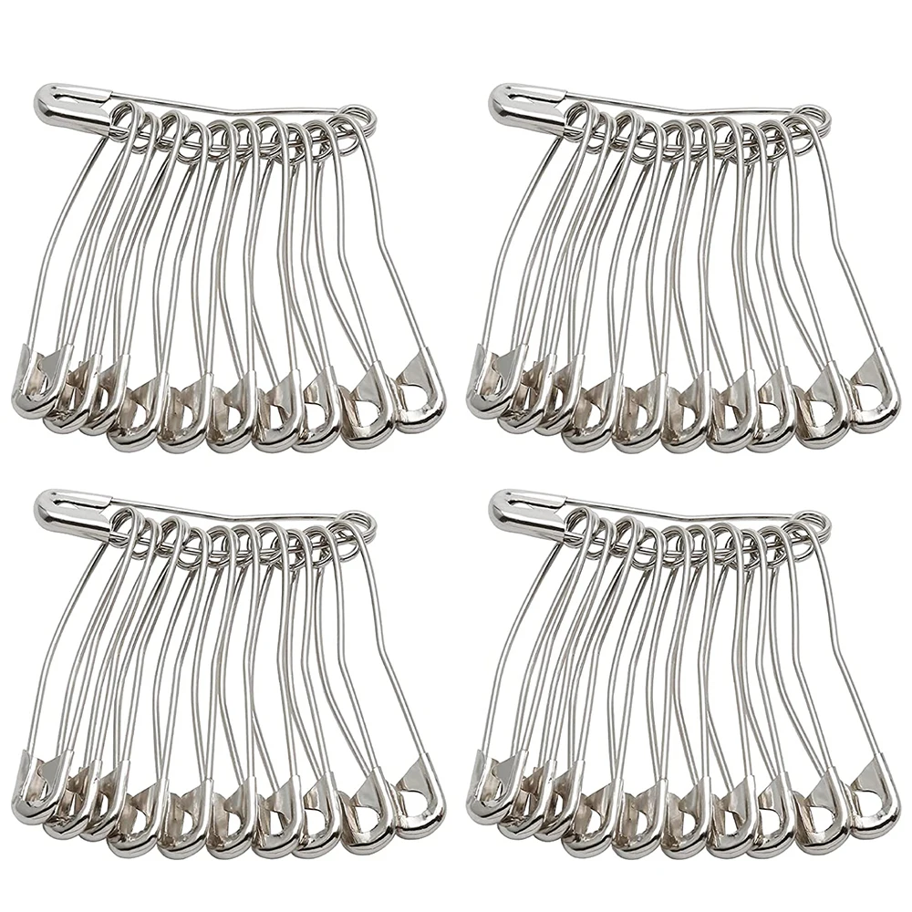 50Pcs Curved Safety Pins 3 Sizes Silver Bent Safety Pins Nickel-Plated Steel Pins for Quilting Knitting Sewing Crafting Supplies