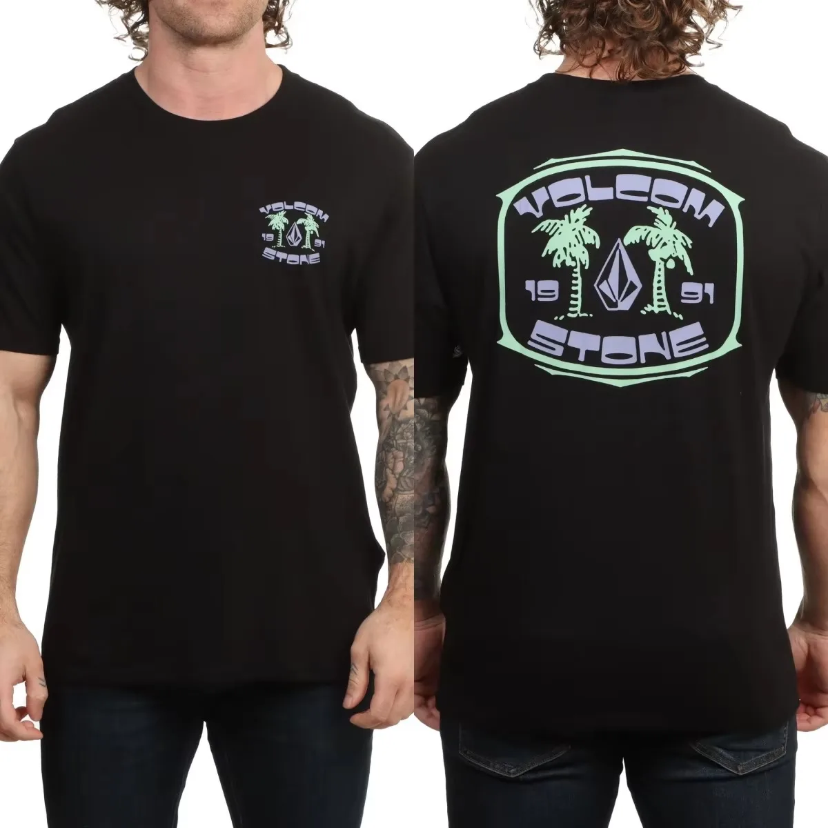 Stone Blank Volcom Skateboarding Surfing Outdoor Sports Trend Brand Graphic T-Shirt Cotton Men Women Streetwear Tee