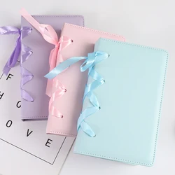 2024 Ins Kpop Star A6 Binder Photo Album Pu Leather Photo Book with Photocard Holder Pure Color Collect Scrapbooking Bow Decor