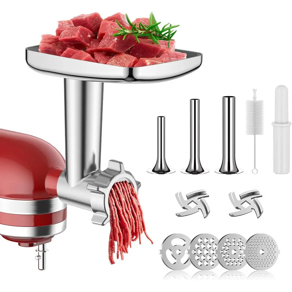 

Meat Grinder or Mixer, Meat Grinder Attachment with 4 Grinding Plates, 3 Sausage Stuer Tubes, 2 Grinding Blades, Attachment or M