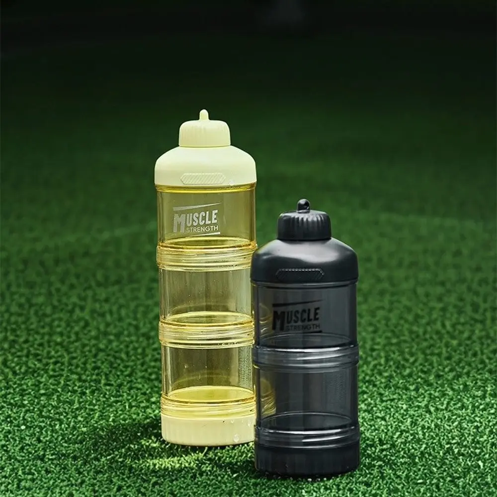 High Quality 1/2/3 Layer Protein Powder Box Portable Plastic Medicine Box Durable with Mountaineering Buckle Snack Can