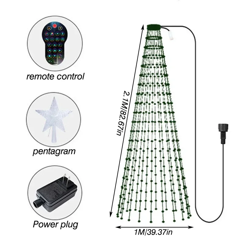 Dekorasi Natal 2024 pohon Natal lampu Led String aplikasi DIY gambar LED RGB IC lampu peri kontrol Bluetooth