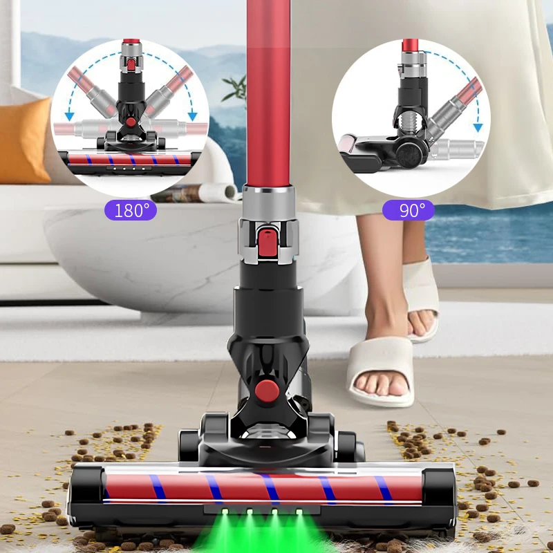Household Handheld Rod Vacuum Cleaner Wireless Rechargeable With LED Lights Cordless Vacuum Cleaner and Sweeping Machine