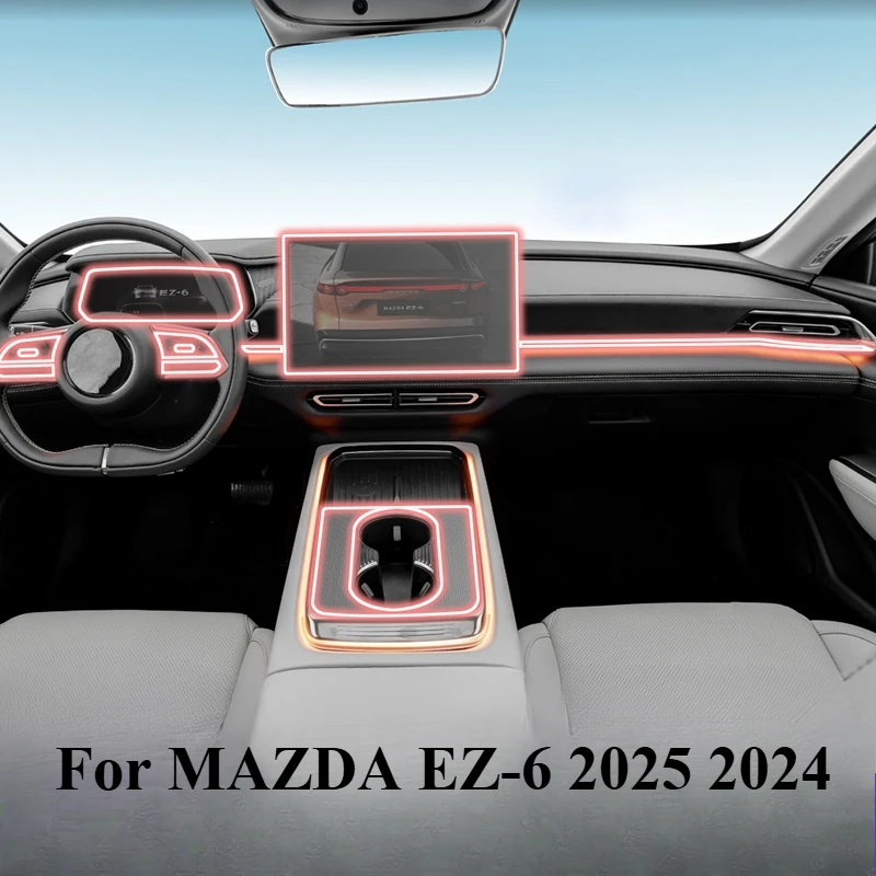 Película interior tpu transparente para mazda EZ-6 2025 2024, painel de engrenagem de carro, navegação gps, console central, acessórios de proteção ppf