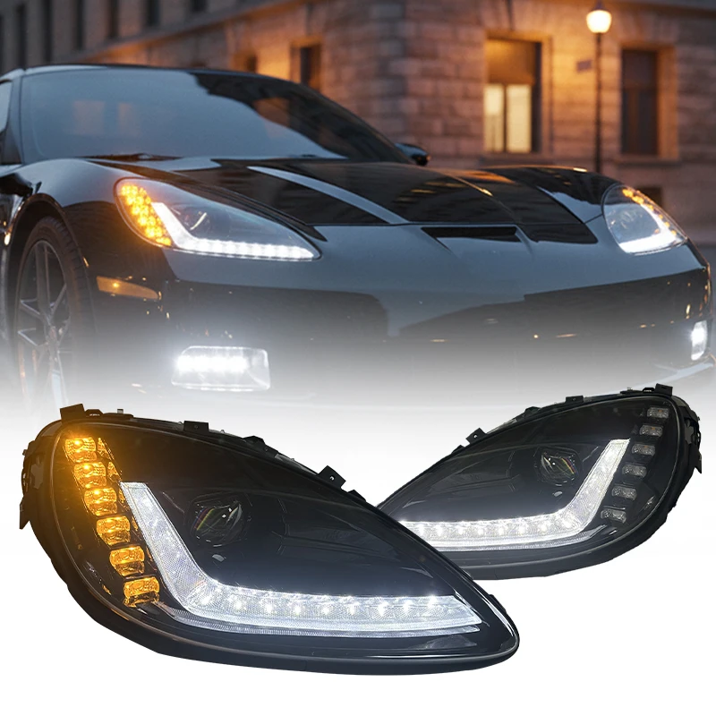 

For Chevrolet Corvette C6 Generation 2005-2013 Automotive Headlamp Upgrade Full LED C7 Style DRL Headlights