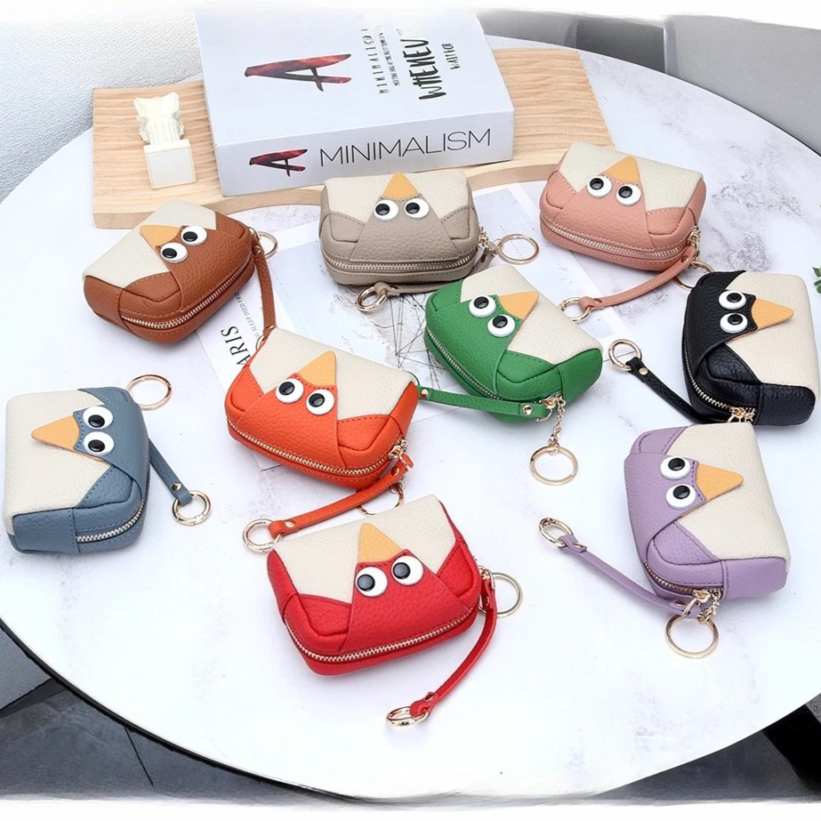 

Маленький кошелек из натуральной кожи с пингвином на молнии, новейший женский милый чехол для хранения губной помады, ключей, кошельки для монет для девочек