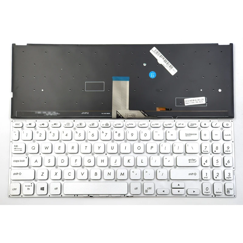 Nuevo para Asus Vivobook X512 X512D X512DA X512F X512FA X512J X512JA X512U teclado del ordenador portátil US Silver con retroiluminación sin marco