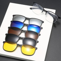 6 In 1 Spectacle Frame Men Women With 5 PCS Clip On Polarized Sunglasses Magnetic Glasses Male Computer Optical 2288