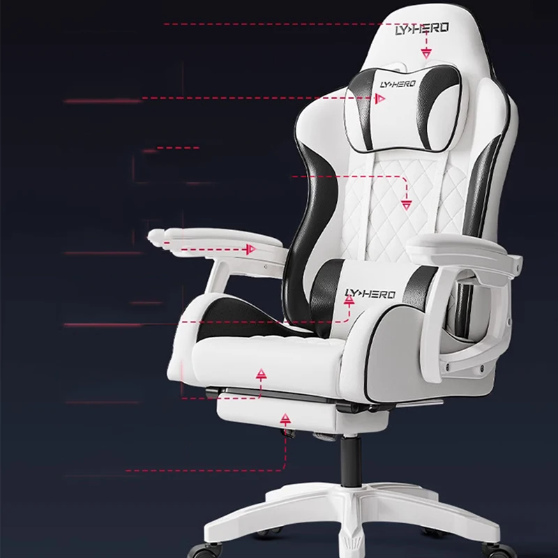 

Leather Wheel Desktop Chairs Reclining Home Office Bedroom Massage Computer Chairs Gamer Vanity Silla Gaming Salon Furniture