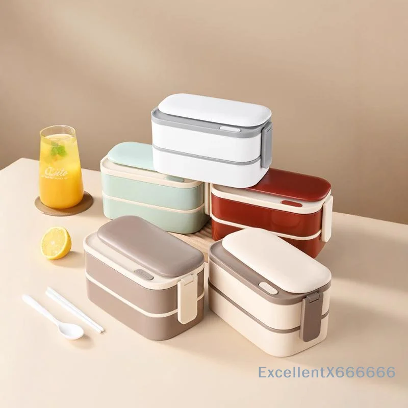 304 Stainless Steel Lunch Box 2 Layers Divided Microwavable Bento Box For Students Office Worker Portable Sealed Food Container
