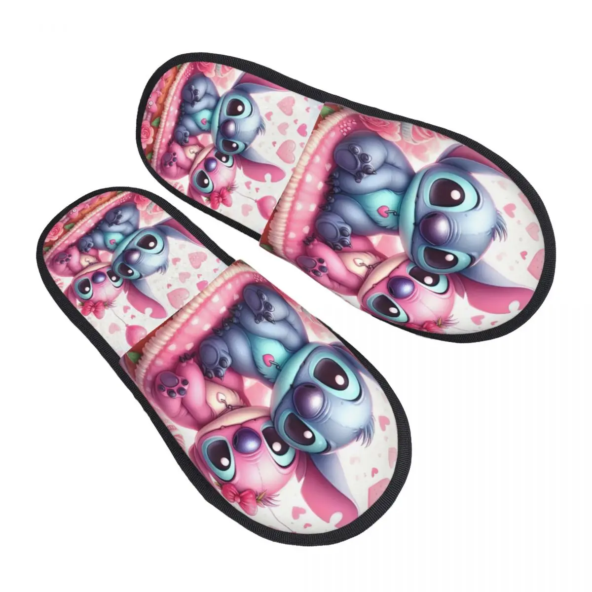 Zapatillas de casa de espuma viscoelástica suaves de Anime Lilo y Stitch personalizadas, zapatillas antideslizantes cálidas y cómodas con dibujos animados Kawaii para mujer