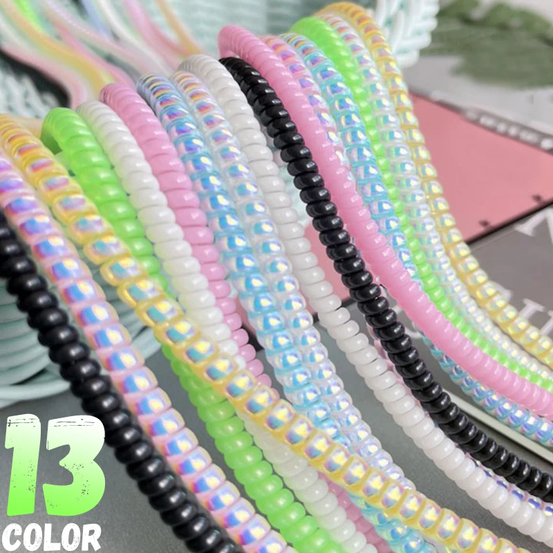 1.4M TPU Spiral USB Charging Cable Protector Cover for Samsung iPhone Huawei Mi Plating Color Data Cord Protection Cable Winder