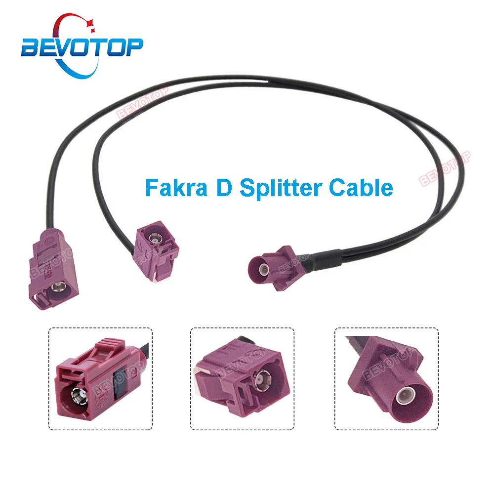 Fakra D Splitter Cable Fakra D 1 Male to 2 Female Straight/ Right Angle Adapter Pigtail Auto Car Wire Harness Jumper