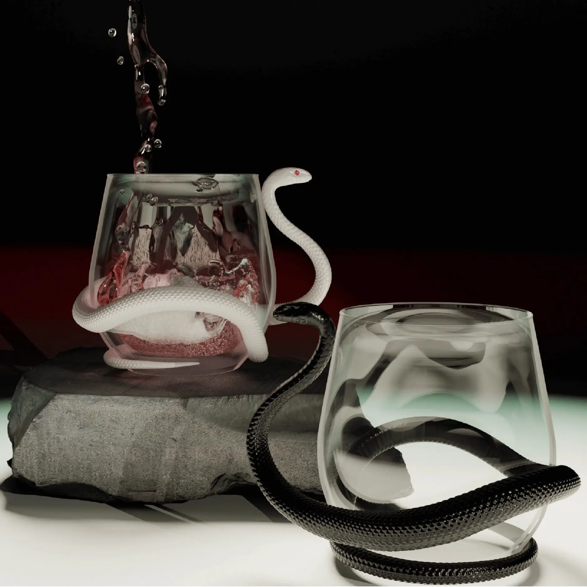 Snake Wine Glasses, Gothic Reptile Whiskey,Wine& Water Cups,Spooky Crystal Old Fashioned Tumblers,Barware Gifts for Men & Women
