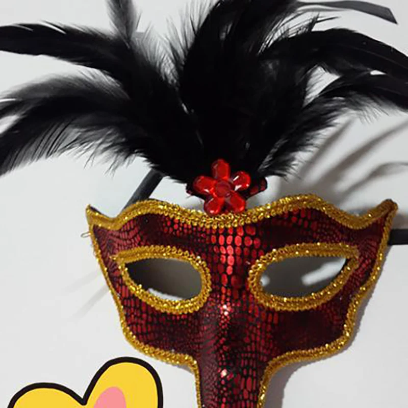 Feather Mixed Color Plastic Feather Silver Prom Show Party Performance Christmas Mask Female Halloween Dionysia Long Nose Funny