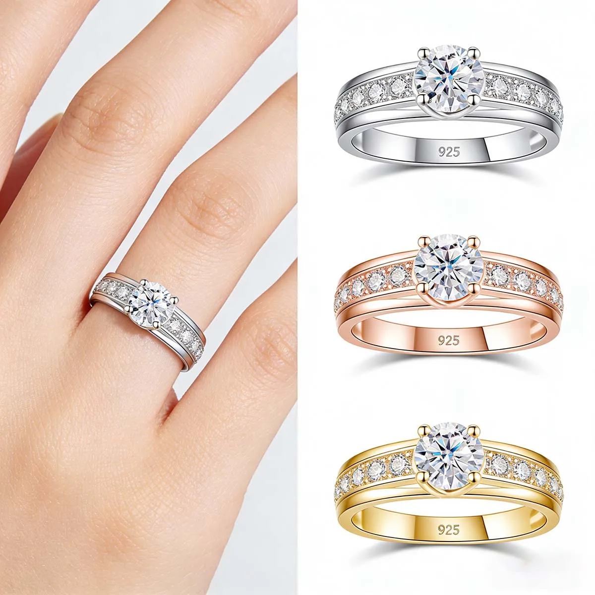 

Classic 925 Silver 1 carat Round Moissanite Women's Ring with GRA Certificate High Quality Wedding Fine Jewelry Gift 2026 trend