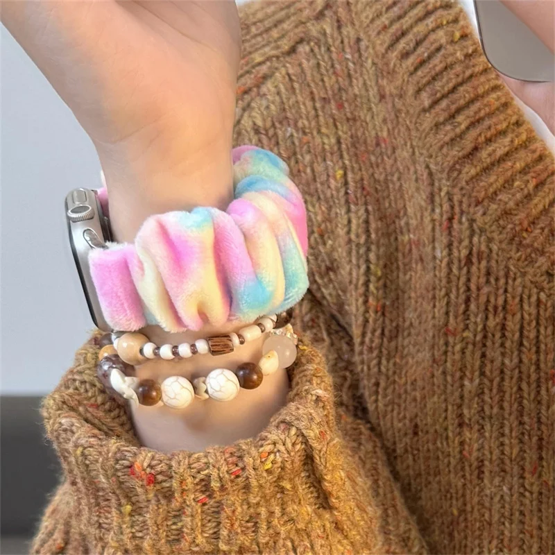 Y2k 한국 봉제 점차적인 색상 변경 스트랩, 애플 워치 42mm, 46mm, 49mm, 45, 44, 41, 아이워치 시리즈 10, 9, 8, SE, 7, 6 용