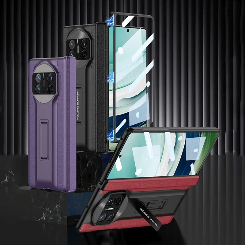 

Magnetic Hinge Leather All-included Case For Huawei Mate X5 Outer Screen Glass Back Plastic Frame Hard Cover Huawei Mate X3 Case
