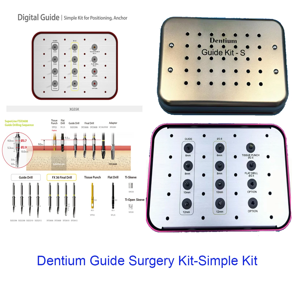 Original Imported Dental Implant Surgical Guide Kit Drill Positioning Anchor Kit Digital Simple Guided Full Kit for FX36/40/45