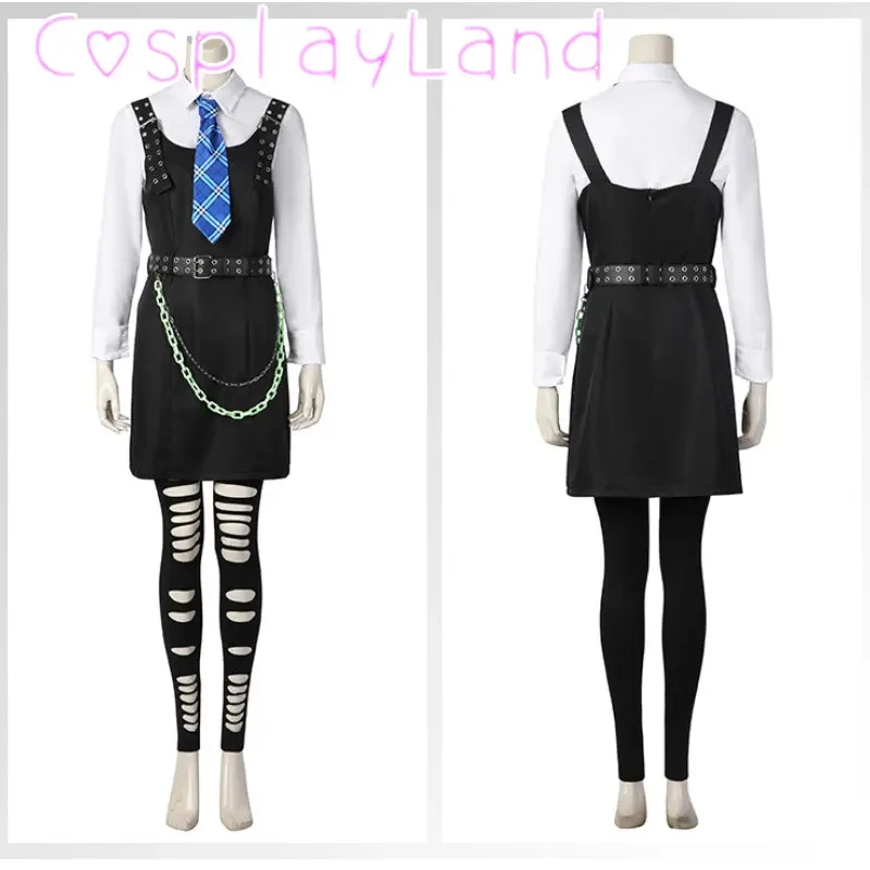 

Live Action Movie Frankie Stein Cosplay Costume Full Set Outfit Black Dress With Accessories Halloween Carnival Dress