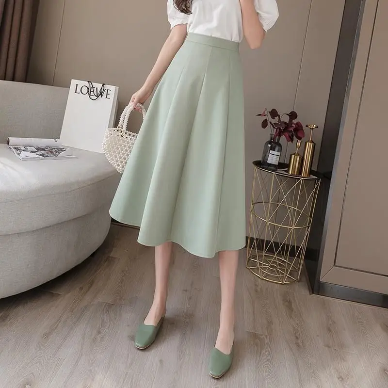

Весна-лето, простота, офисная женская однотонная костюмная юбка с высокой талией, женская модная темпераментная универсальная повседневная юбка трапециевидной формы