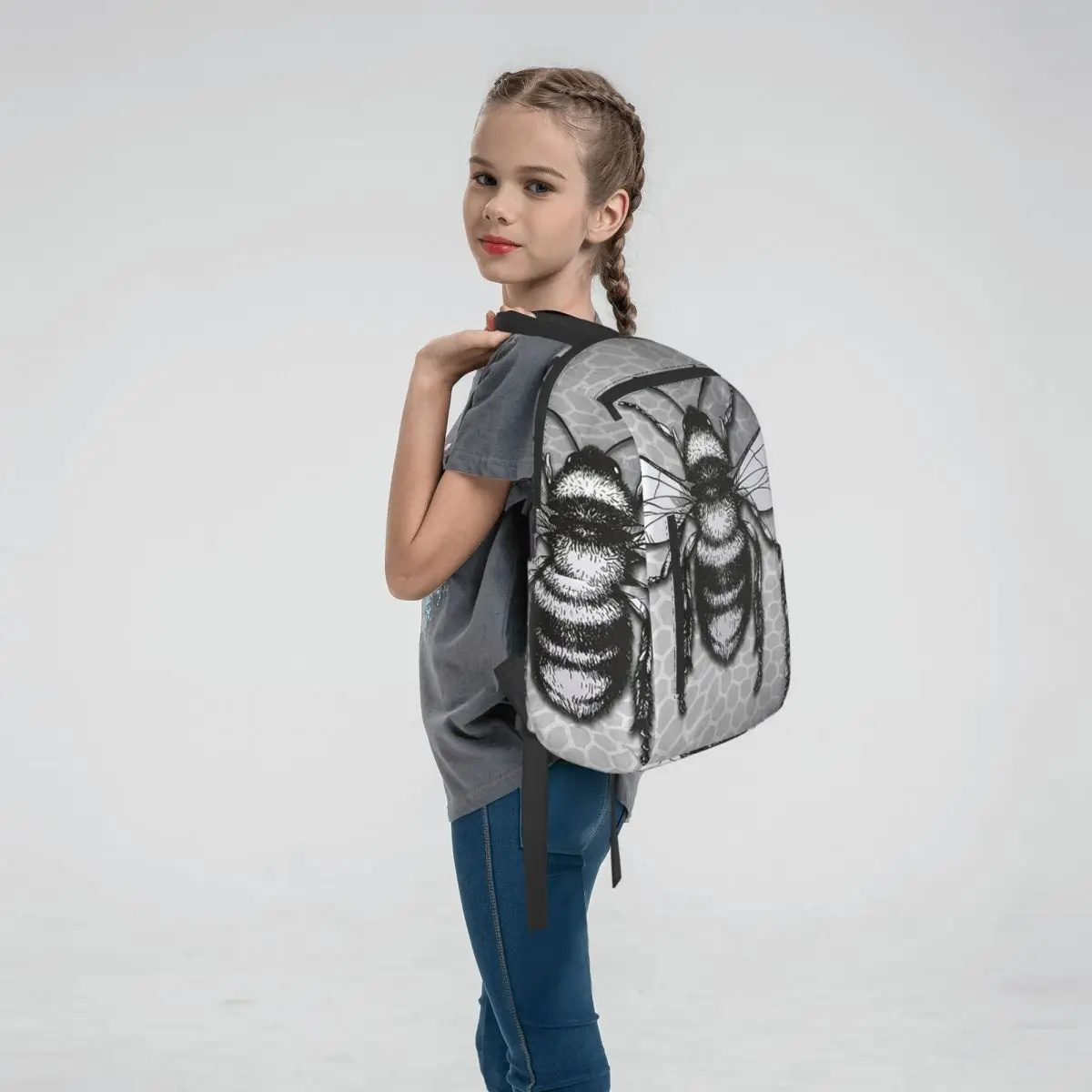 Bee Themed Backpack Large Capacity Boys Girls BookBag School Bag Shoulder Bags for Men Women