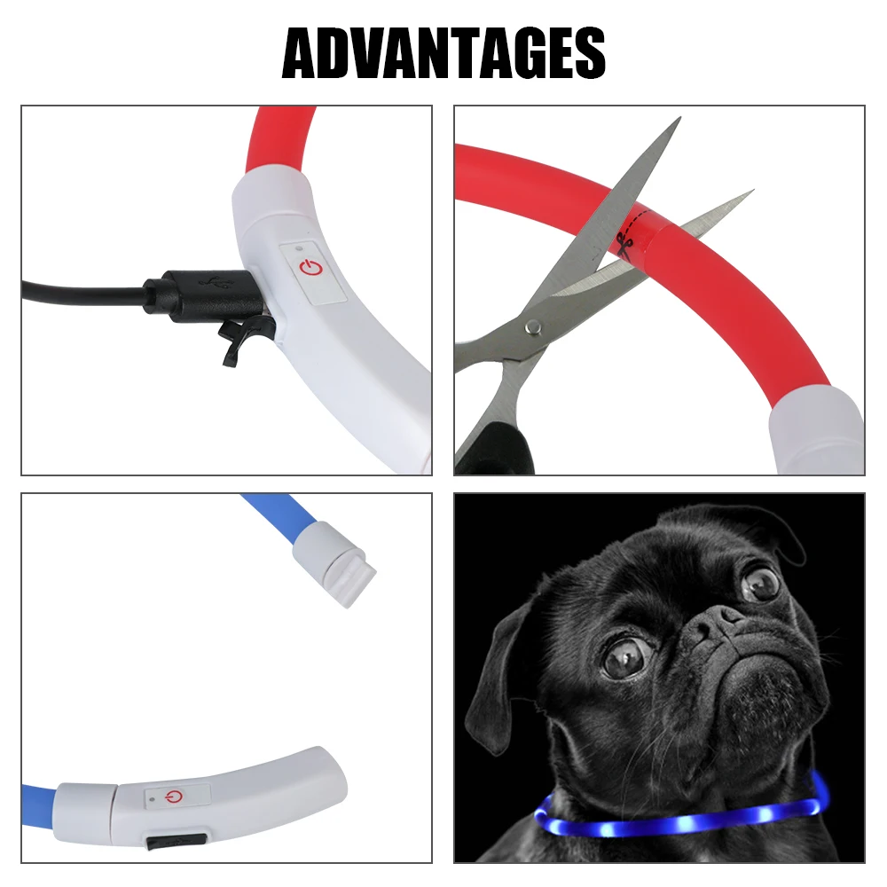 Pet Accessories Led Usb Dog Collar Night Safety Flashing Glow Collar Dog Loss Prevention Night Luminous Charge Collar