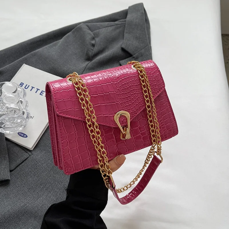 

Сумки на плечо с крокодиловым узором для женщин, модные цепочки, квадратная сумка, кошелек, женская сумка через плечо из искусственной кожи, ежедневный клатч для телефона