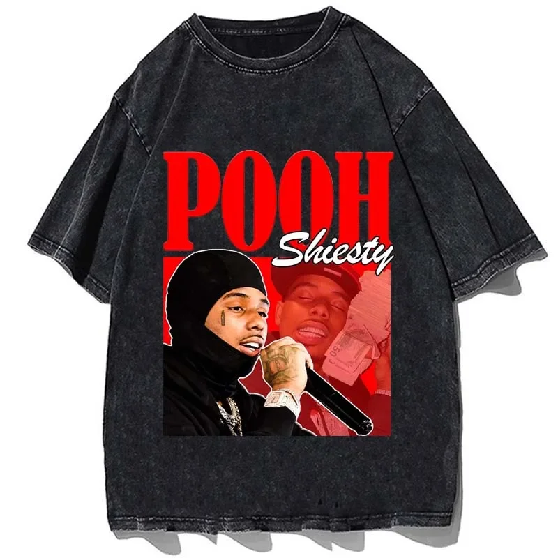 

Hip Hop Singer Pooh Shiesty Printed T-shirt Vintage Cotton Loose Oversize T Shirt Summer O-Neck Men Gothic Streetwear Tees