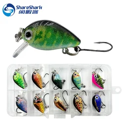 10Pcs/box Mini Crankbait Fishing Lures Kits Swimbait Hard Baits Minnow Wobble Crank Lures for Bass Trout Fishing