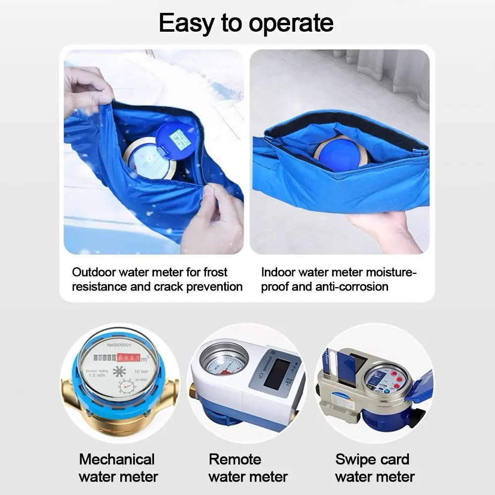 

New Double Sided Waterproof Water Meter Insulation Cover 3 Way Blue Antifreeze Cover Detachable Insulation Cotton Winter