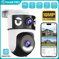 OKAM PRO APP 5G cámara IP Wi-Fi HD 10MP cámara de doble lente PTZ visión nocturna a Color intercomunicador bidireccional seguimiento de movimiento cámara inteligente AI