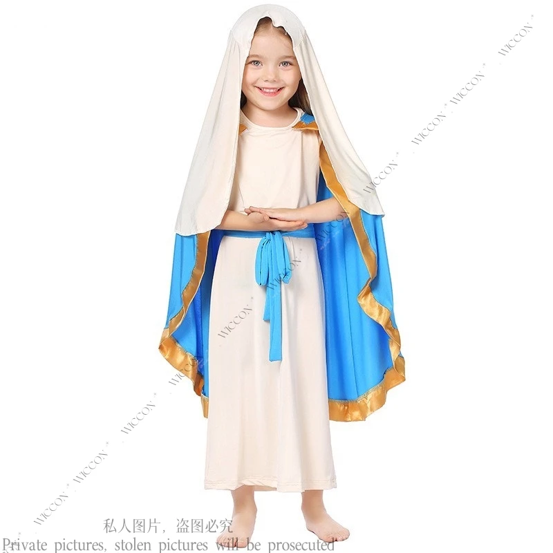 Halloween Cosplay Costume Shepherd Sleeveless Robe Cape Ancient Parent-child Beige Blue Suit Halloween Party Festivals Christmas