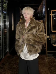 Fashion Chic Short Fur Jackets Men's 2024 Winter New Faux Fur Imitation Fox Fur Integrated Environmentally Friendly Mink Coats