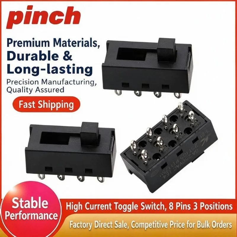 10PCS SS-23N02/23l11High current toggle switch 8-pin 3-position vertical toggle push switch