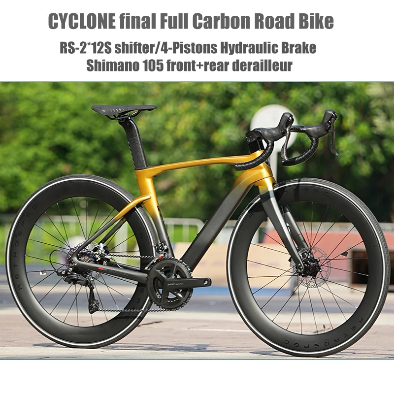 

TWITTER Новый переключатель CYCLONE RS-24S + 105, карбоновый шоссейный велосипед, 4 поршня, масляный дисковый тормоз, гоночный велосипед 700*28C для мужчин womem