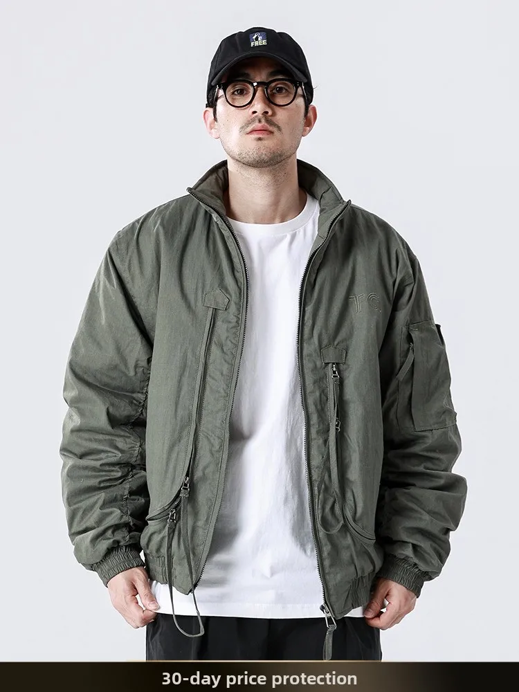 

Мужская зимняя теплая куртка-пилот Nted American Retro из хлопка, однотонная, с воротником-стойкой, свободного кроя, в рабочем стиле