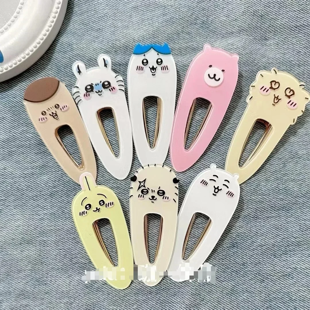 Nuevo Clip para el Cabello de Acrílico Jiyi Rakko, Diseño de Hachiware Usagi Momonga Squirrel Chestnut Head, Lindo Clip de Pico de Pato con Dibujos Animados para Estudiantes y Niñas