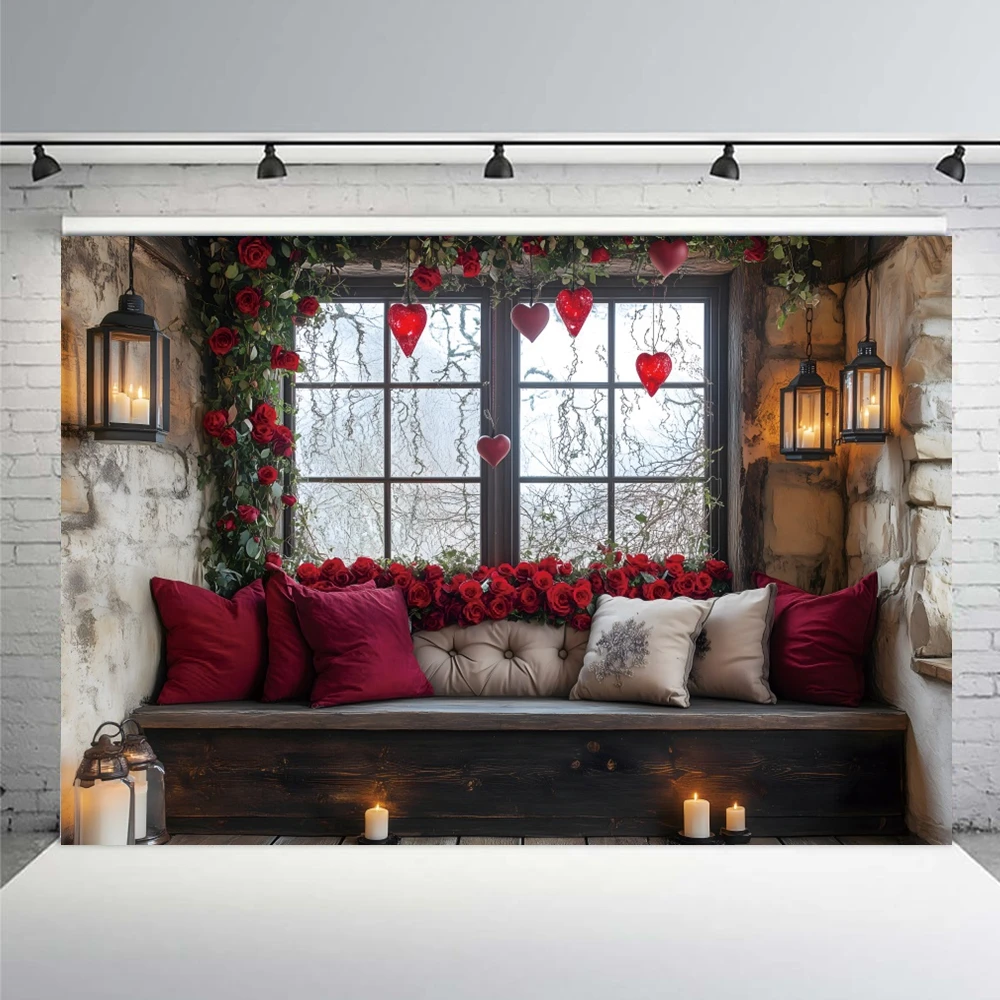 Фон для фотосъемки ко Дню святого Валентина, 14 февраля, романтические розы, диван, деревянный домашний фон для свадебной вечеринки, свадебного душа