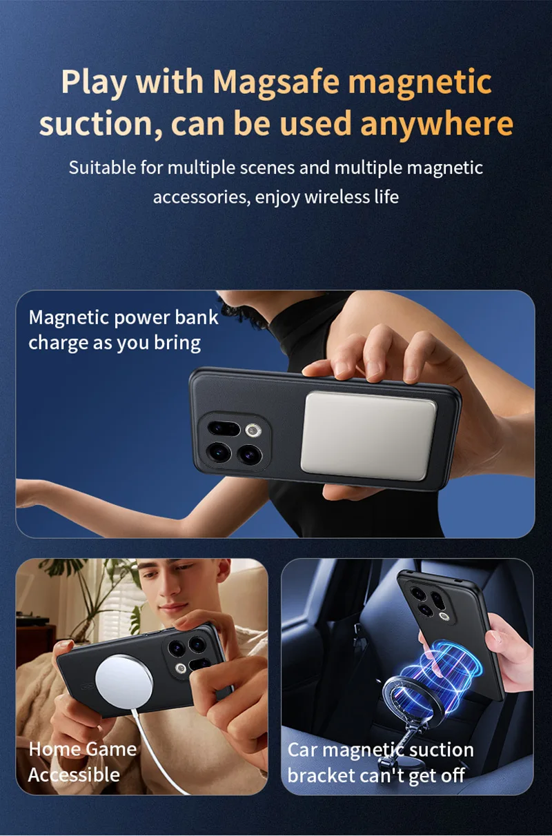 Für OPPO Find X9: Magnetische Lederhülle mit Schutzfunktion, Anti-Fingerabdruck, rutschfest, aus PC+TPU. – Detail 10