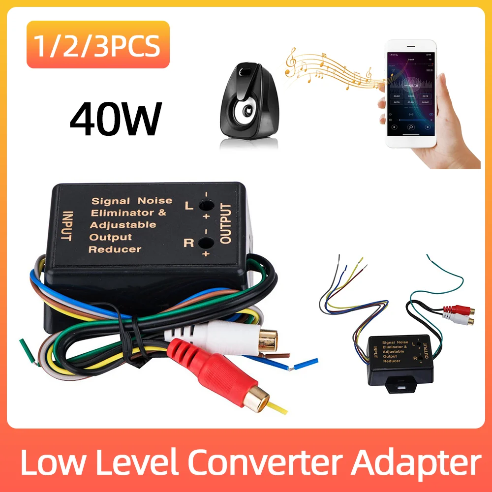 40W High Level to Low Level Converter Car Speaker Audio Converter 2 Way Adjustable RCA Adapter 2 Way Hi-fi Audio Converter