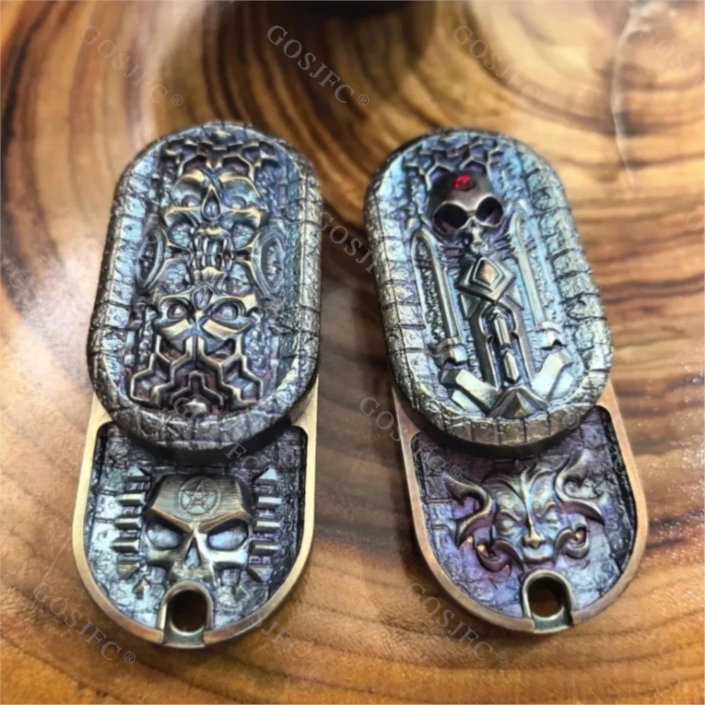 FZEDC F2.5 Skull Rock Fidget Spinner, jouet anti-Stress, rotation à gauche et à droite 360 °   Gadget de soulagement de l'anxiété en métal pour adulte, curseur de poussée