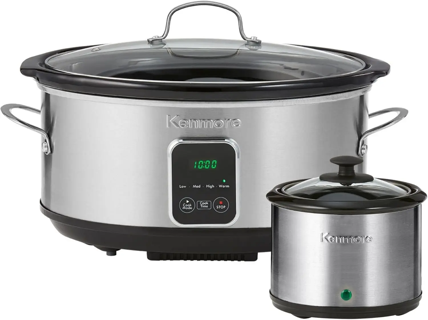 

Программируемая мультиварка Kenmore на 7 квартов (6,6 л) с подогревателем соусов, черная и серебристая, из нержавеющей стали, с цифровым дисплеем, One-T