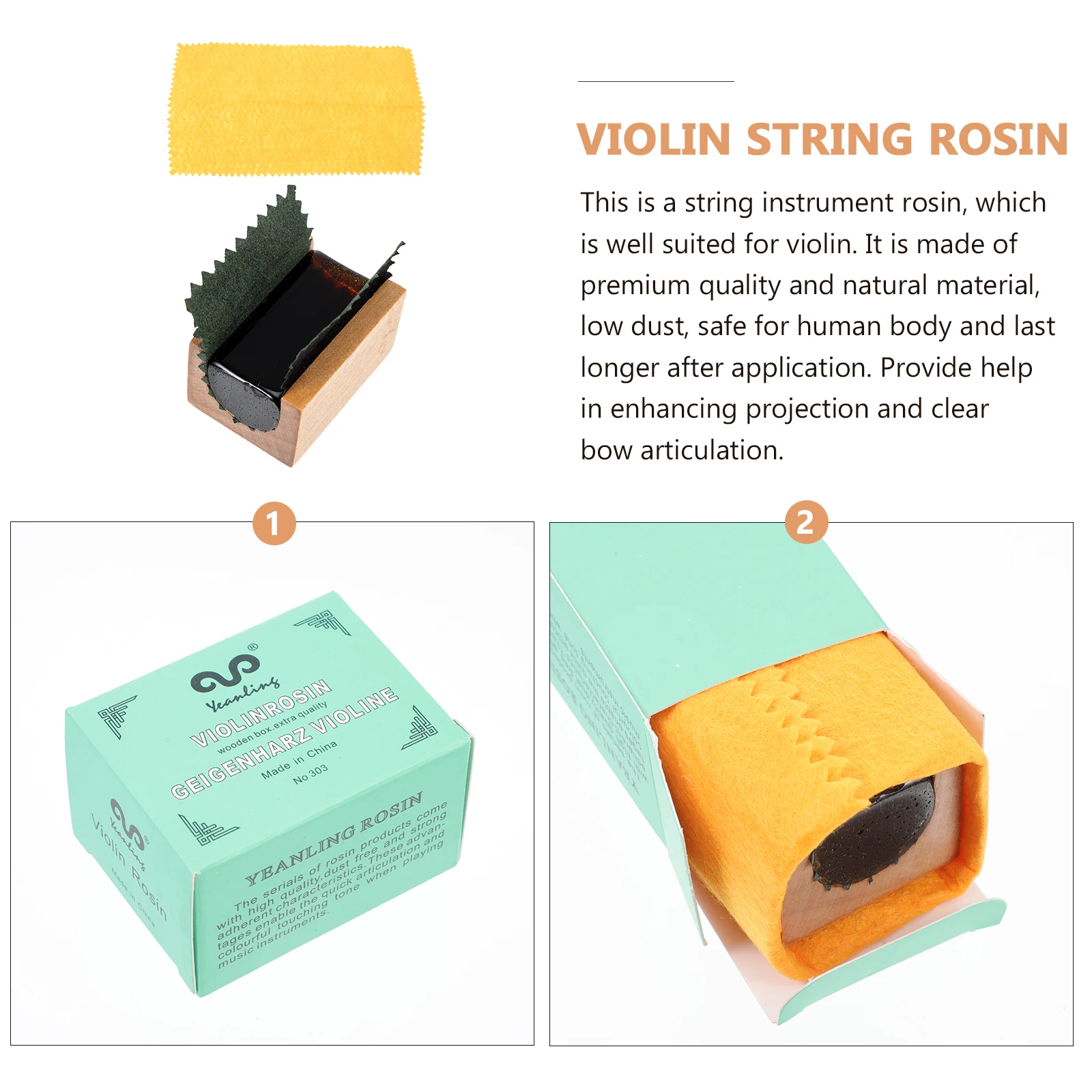 

Rosin Block Professional Violin Accessories Natural Transparent Portable