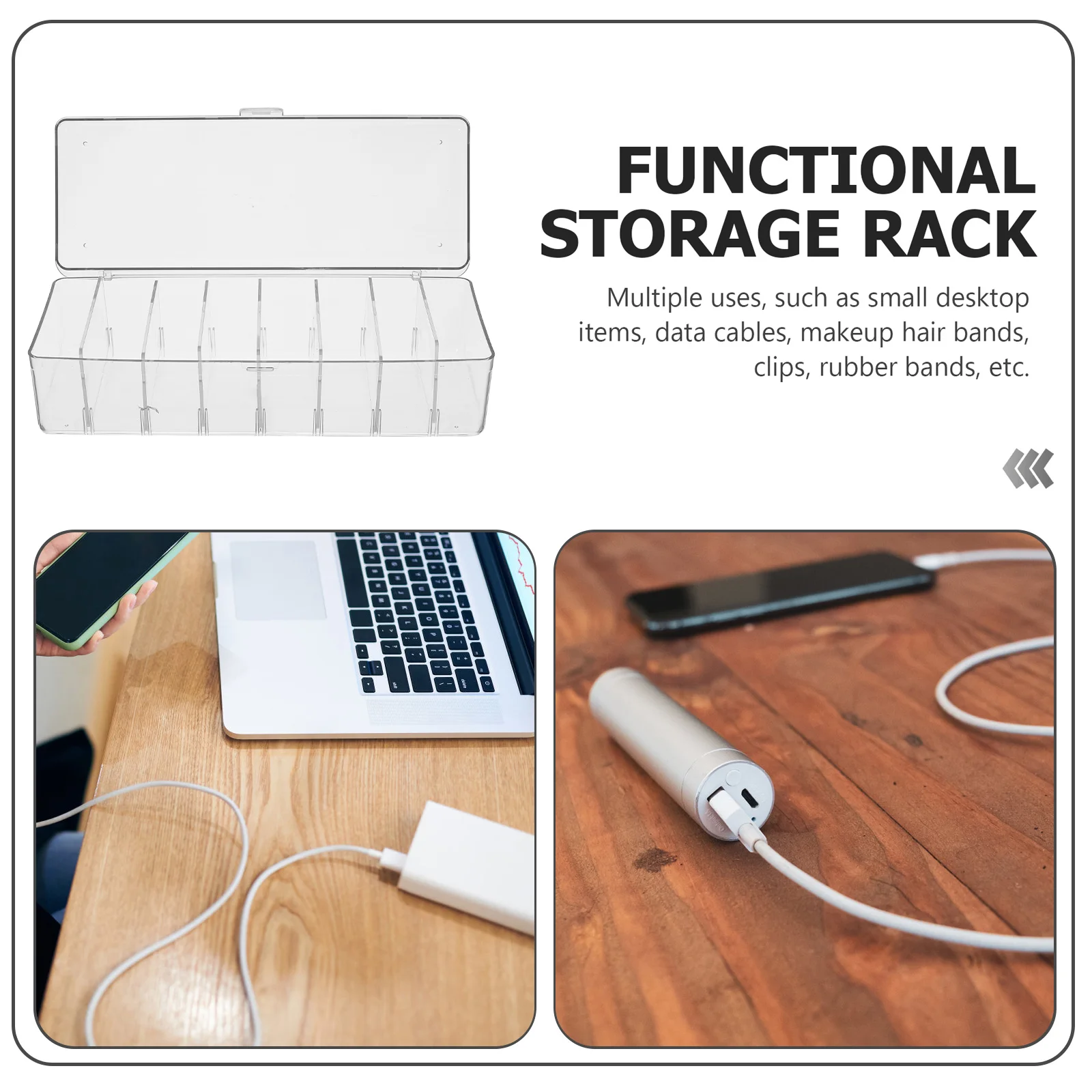 Transparent Storage Box Thick Material Removable Dividers Card Business Cable ganizer Plastic Container Desk Clutter Free