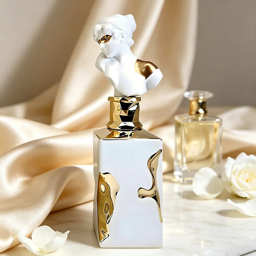 Couple Perfume Set for Him & Her, Sculpture Bust Cap Eau De Parfum 100ml Each, Luxury Black White Gold Decor Fragrance Spray, Unique Artistic Bottle Gift Set for Valentine Anniversary Birthday view 5