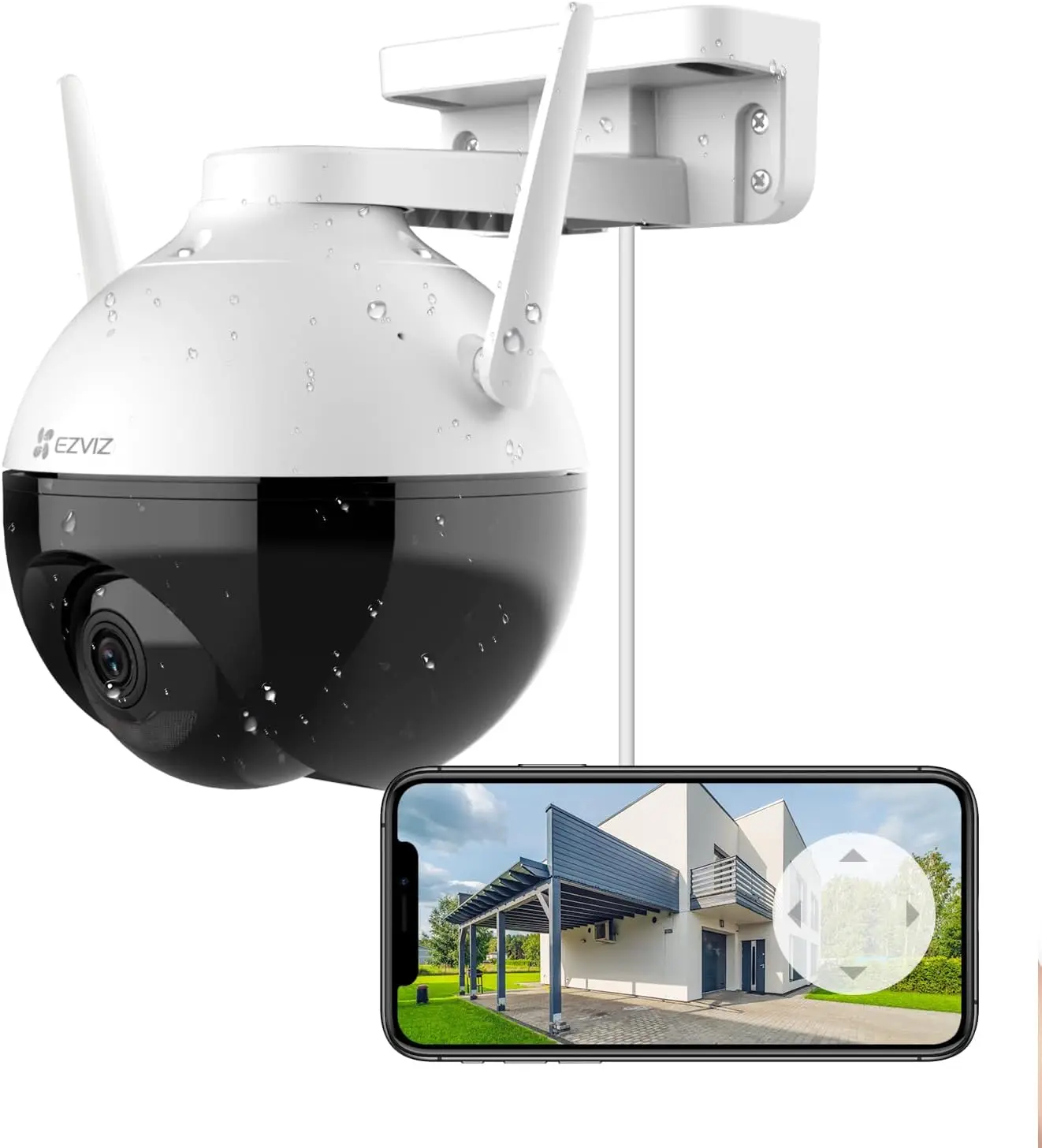 

360° Outdoor WiFi Security Camera with Motion Detection, Color Night Vision, Audio Pick-up, Waterproof, Alexa/Google Compatible